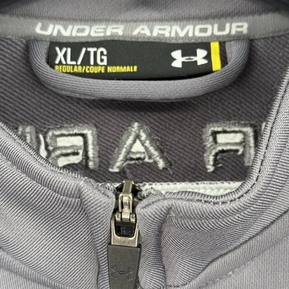 Under Armour Full Zip Long Sleeve Gray‎ Embroidered Spellout Track Jacket Sz XL